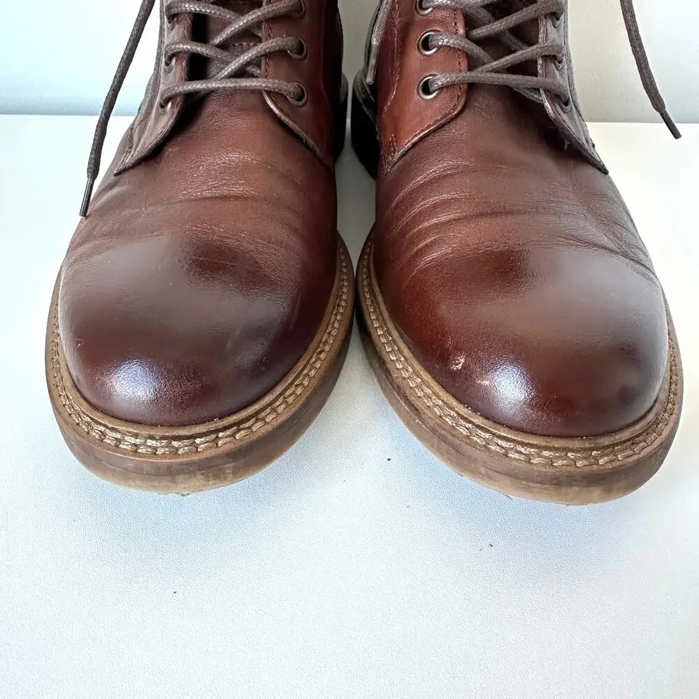 Bruno Magli Cerone Brown Leather Lace Up Boots Size 9.5 M